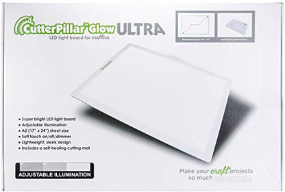 Cutterpillar Glow Ultra LED Light Board — LED Light Board & Cutting Mat — 26"×19" Thin Craft & Quilting Pad —Adjustable Brightness, Magnetic Work Surface & Self-Healing Cutting Mat Included - style: Glow ultra