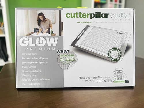 Cutterpillar Glow Premium II LED Light Board with Translucent Self-Healing Cutting Mat – 13" x 19" Light Box Tracing Pad with Non-Slip Mat and Built-In Rechargeable Battery - style: Glow Premium