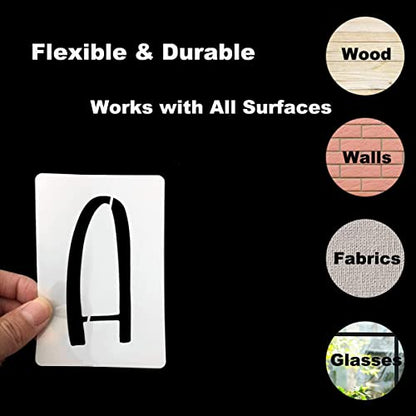 9 Inch Alphabet Letter Stencils for Painting - 42 Pack Letter and Number Stencil Templates with Signs for Painting on Wood, Reusable Letters and Numbers Stencils for Chalkboard Wood Signs & Wall Art - size: 9 Inch