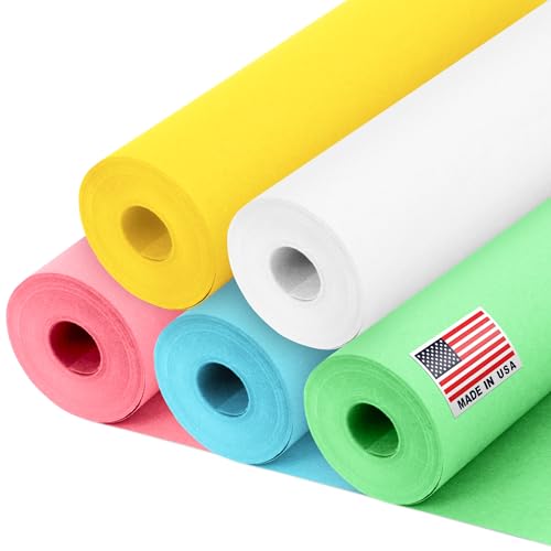 12" x 1200" (100 ft) Easter Crafts Kraft Paper Rolls Set, 45 Lbs - Pink, Light Blue, Light Green, Yellow, White Kraft Paper - Made in USA Colored Paper for Crafts, DIY, School, Gift Wrapping - color: Easter, size: 12"W x 1200"L