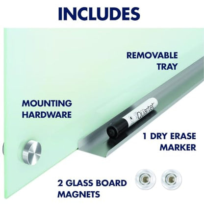 Quartet Whiteboard, Glass Dry Erase Board, Magnetic, 6' x 4', Infinity Frameless Mounting, White Surface, Accessory Tray, 1 Dry Erase Marker and 2 Glass Board Magnets (G7248W) - size: 72"W x 48"H