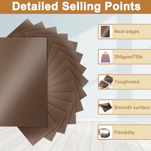 Silunkia 40 Sheets Coffee Shimmer Cardstock 8.5 x 11 Crafts Paper, 75lb Thick Dark Brown Card Stock for DIY Cards, Greeting Cards,Wedding Invitations, Birthday - color: Coffee, size: 40 Sheets