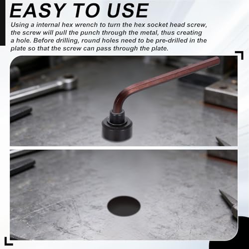 HARFINGTON Sheet Metal Hole Punch 18.6mm Metric Bearing Steel Circle Hole Puncher Set Knockout Punch Die Cutter Tool with Hex Head Screw Hex Wrench for Stainless Steel Sink Copper Plate - size: 18.6mm