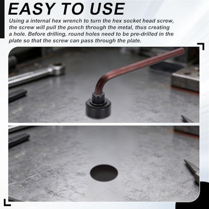 HARFINGTON Sheet Metal Hole Punch 18.6mm Metric Bearing Steel Circle Hole Puncher Set Knockout Punch Die Cutter Tool with Hex Head Screw Hex Wrench for Stainless Steel Sink Copper Plate - size: 18.6mm