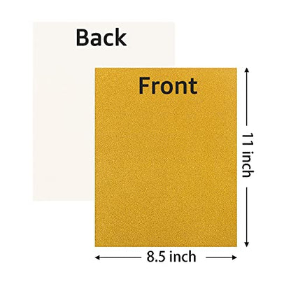 20 Sheets Glitter Thick Paper Cardstock Blank, 8.5 x 11 inches, Gold | For DIY Birthday, For Wedding Party Supplies, Invitation Cards Making - color: Gold