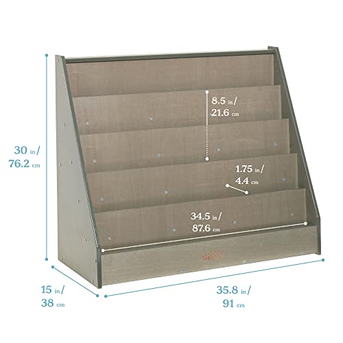 ECR4Kids Single-Sided Wooden Book Display, Montessori Furniture, Grey Wash - color: Grey Wash
