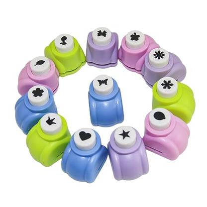 Punch Craft Set, 12 Pack Multicolored Shapes Hole Punch Great for Crafting & Fun Projects