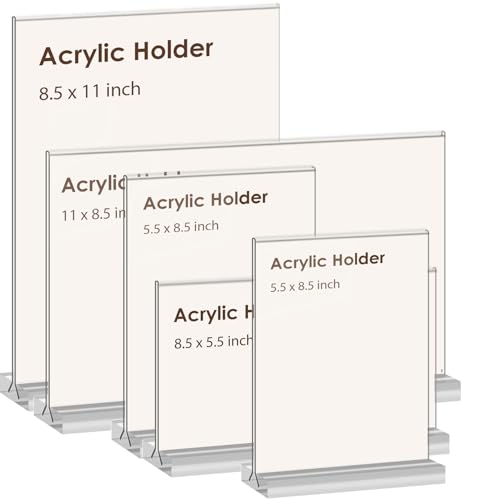 newnewshow 8.5x11 Acrylic Sign Holder 3 Pack Vertical Double-Sided Display (Optional 8.5x11 8.5x5.5 5x7 Horizontal and Vertical) - size: 3 Pack 8.5*11