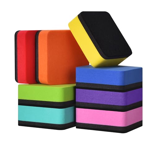 Mini Dry Erase Eraser, 8 Pack Magnetic Whiteboard Dry Erase Erasers- Ideal for Kids, Teachers, and Classroom Supplies（Mixed Colours, 2 x 2 Inch