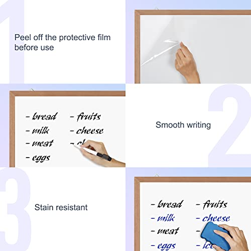Magnetic Whiteboard for Wall, 24" X 18", Dry Erase White Board with Natural Wood Frame for Home, Office, School…… - size: 24"W x 18"H