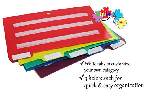 Smile4autism Small 5x8” Tools Perfect to Keep Your Loose Visual Picture Cards Organized. Autism, ABA, ADHD, Language & Apraxia Aspergers - size: Small, style: Divider: Soft Strips