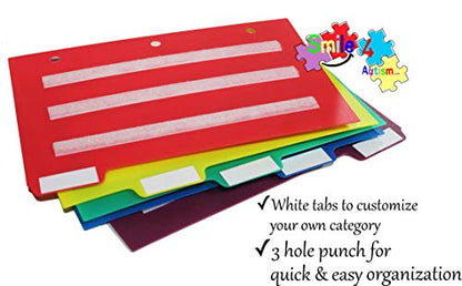 Smile4autism Small 5x8” Tools Perfect to Keep Your Loose Visual Picture Cards Organized. Autism, ABA, ADHD, Language & Apraxia Aspergers - size: Small, style: Divider: Soft Strips