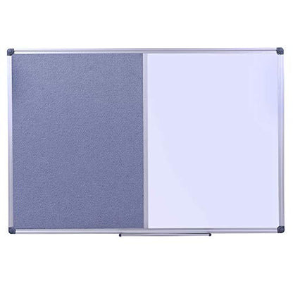 36 x24 inch Cork & Dry Erase Combo Board - Magnetic Whiteboard & Grey Bulletin Board for Office, Home, Classroom | Wall-Mountable with Aluminum Frame & Pen Tray - size: 36" x 24"