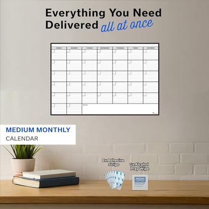 Large Dry Erase Calendar for Wall 24x36, Giant Family Office Big Reusable, Monthly Planner Erasable Month, Rolled Whiteboard White Board, 36x24 Calendar Dry Erase for Undated Wall Large Classroom - size: Medium - Adhesive Only (24 x 36 inch)