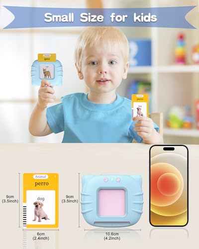 510 Words Spanish Flash Cards for Kids, Autism Toys for Toddlers 2-3 Years Old, Speech Therapy Toys, Educational Learning Flash Cards for Boys and Girls Blue(Spanish/English/Bilingual) - style: Spanish 510 Words (Blue)