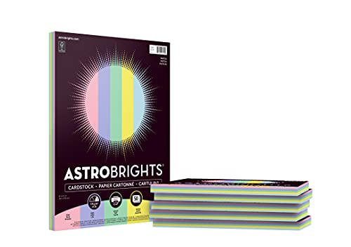 Astrobrights Colored Cardstock, 8.5" x11" 65 lb/176 gsm, "Pastel" 5-Color Assortment, 6 Individual Packs of 50 Pastel Assorted Sheets - 300 Sheets in Total