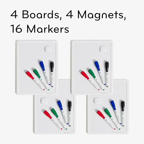 U Brands Contempo Magnetic Dry Erase Board White Board Bundle, 8.5" x 11", White Modern Frame, Includes 4 Boards, 16 Markers and 4 Magnets - style: 4 Boards + 16 Markers + 4 Magnets