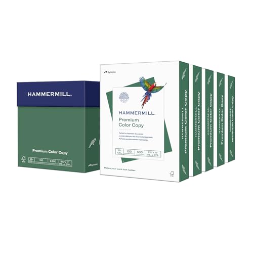 Hammermill Printer Paper, Premium Color 28 lb Copy Paper, 8.5 x 11-5 Ream (2,500 Sheets) - 100 Bright, Made in the USA, 102450C, White - size: 5 Ream | 2500 Sheets, style: Letter (8.5x11)