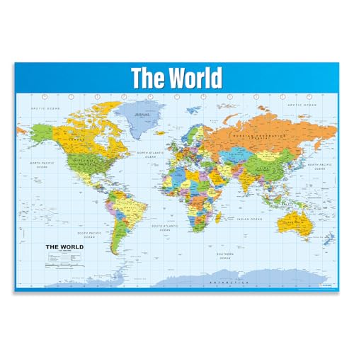 World Map Classroom Poster - EXTRA LARGE 33” x 23.5” - Gloss Paper - Geography Middle & High School Class Decoration - Wall Charts by Daydream Education.