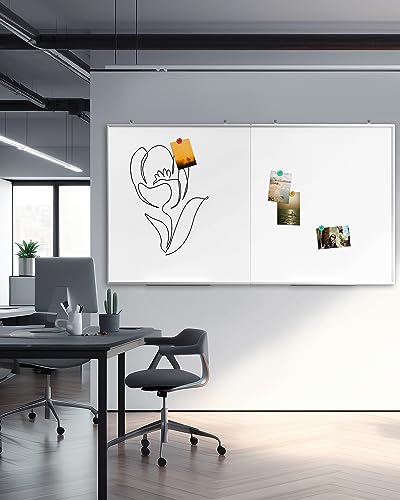 60"X 48" Large Magnetic Dry Erase Whiteboard, Wall Hanging Board with 4 Pens & 1 Dry Erasers & 6 Magnets, Sliver Aluminum Frame White - color: White, size: 60"W x 48"H