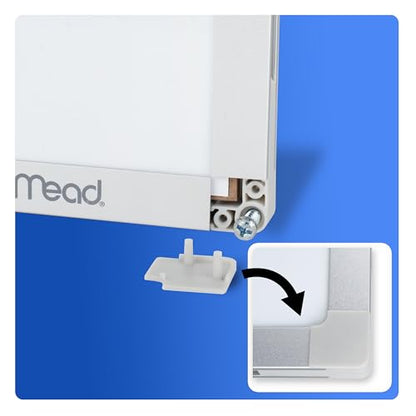 Mead Dry Erase White Board, 48" x 36" Magnetic Whiteboard for Horizontal or Vertical Mount, White/Silver (SM85357) - size: 48"W x 36"H