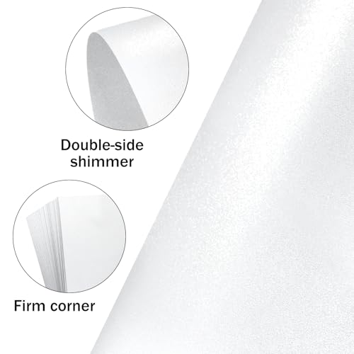 White Shimmer Cardstock Ledger Paper 11x17, Goefun Shimmer Card Stock for Printer 80 lb Metallic Cardstock Pearl Paper for Brochures, Flyers, Art Prints, 100 Pack - color: white shimmer