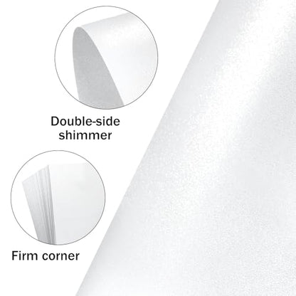 White Shimmer Cardstock Ledger Paper 11x17, Goefun Shimmer Card Stock for Printer 80 lb Metallic Cardstock Pearl Paper for Brochures, Flyers, Art Prints, 100 Pack - color: white shimmer