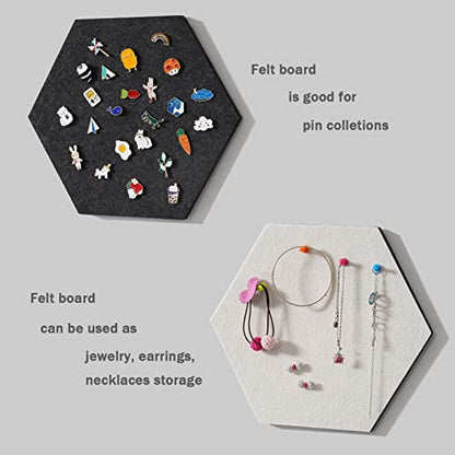 LAJAR 8 Pcs Self Adhesive Felt Bulletin Board Tiles (Large), Hexagon Color Felt Pin Board Wall Tiles for Photos, Pictures, Memos (Camel Large) - color: Camel