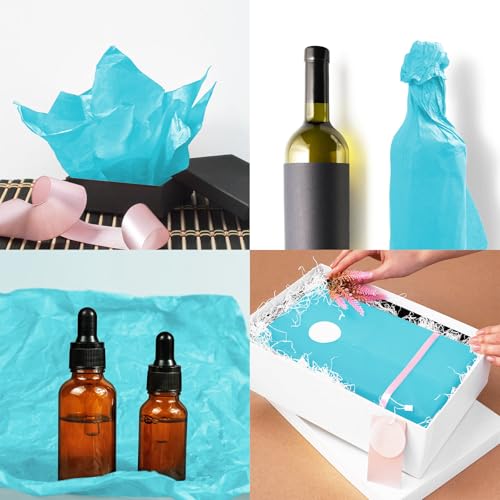 120 Sheets Gift Wrapping Tissue Paper, 20" x 14" Bulk Colored Tissue Paper (Light Blue) - color: Light Blue