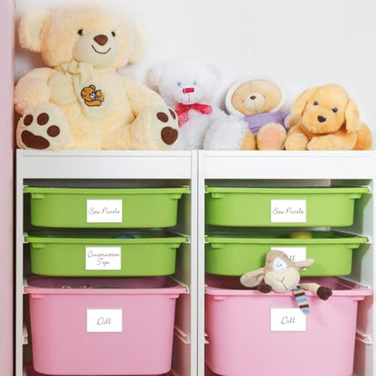 Ohuimrt Storage Bin Labels, 52 Pack, 3.5" x 2.5" Index Card Size | Clear Adhesive Pockets, Top Open, Tote Labels, Index Card Holder Organizer - size: 3.5" x 2.5"