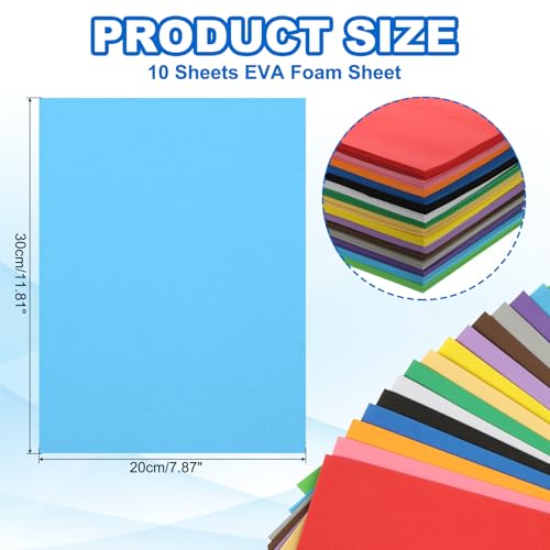 PATIKIL 10 Pcs Light Blue EVA Foam Sheets, 12 x 8 Inches Foam Sheets for Crafts Flexible DIY Handcraft Scrapbooking Art Supplies, 20x30cm - color: Light Blue, size: 11.8" x 7.87"