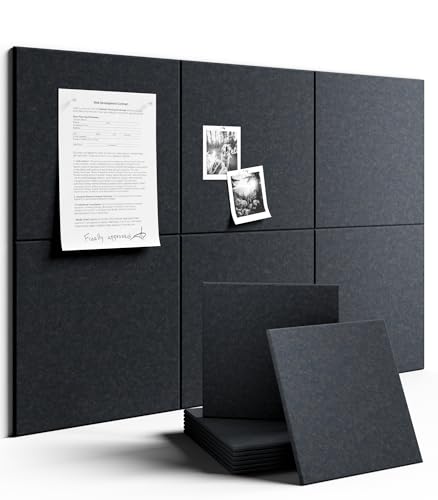 Fluxynara Large Felt Bulletin Board 36" x 24" Cork Board Alternative-6 Pack with 40 Safe Removable Adhesive Tabs, Cork Boards for Walls for Home Office Classroom Pin Board - Deep Charcoal Blue - color: Deep Charcoal Blue, size: Solid Tile 6-pack