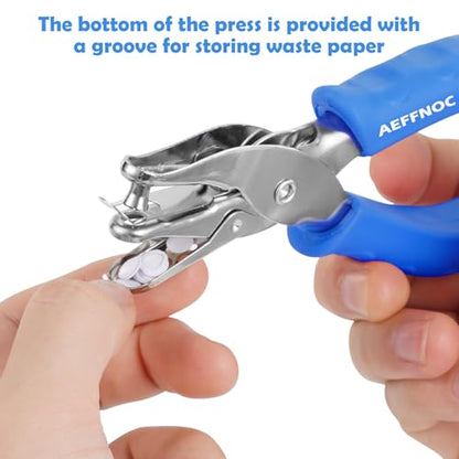 AEFFNOC Single Hole Punch, One Hole Puncher with Soft Grip Handle, 1/4 Inch Paper Hole Punches, Small Hole Punchers with Paper Mess Tray, 6 Sheets Capacity, for Crafts, Scrapbooks (Blue) - color: Blue 1/4 inch