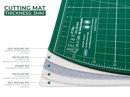 Elan Cutting Mat A4 Green, Self Healing Cutting Mat 9x12 Inch, 5-Ply Craft Board Green, Hobby Board for Crafts 9x12 Inch - style: 12 x 9"