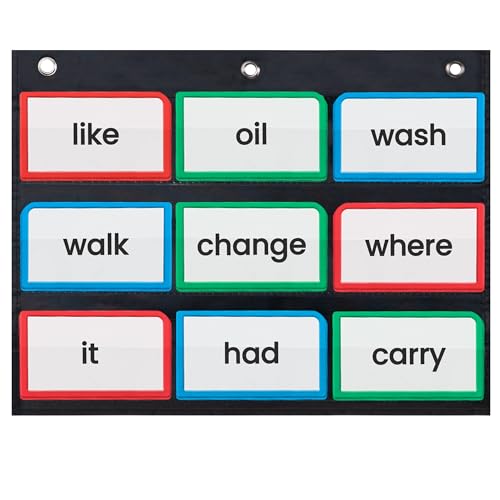 Essex Wares - 17" Wide x 11" Tall Pocket Chart, Black - Sturdy Pocket Chart for Classroom for Sentence Strips - Easy to Use & Hang, Reusable Black Pocket Chart - size: 17Wx11L