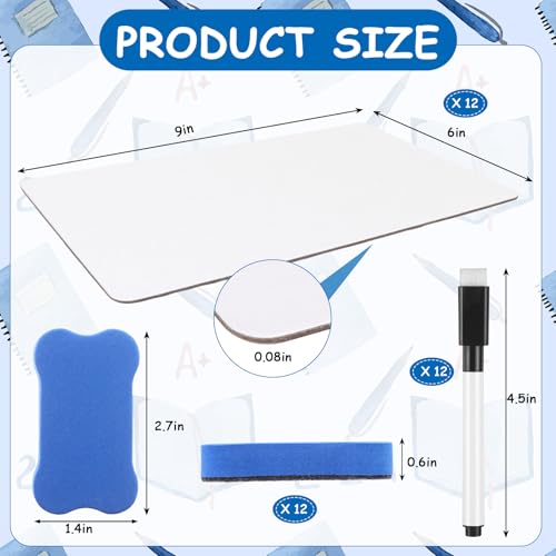 18 Pack Double Sided Dry Erase Boards 6 x 9 inch Double Sided White Boards with 18 Black Markers 6 Erasers Small White Dry Erase Boards for Students Teacher Classroom Supplies (Blank Whiteboard) - style: Blank Whiteboard