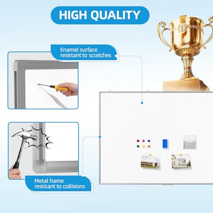 VOWNER 72"x48" Magnetic Dry Erase Board for Wall,Hanging Mounted Whiteboard with Silver Aluminum Frame, Includes Eraser, Tray and Magnets,Large Foldable Portable Whiteboard for Home, Office, School