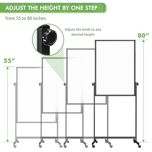 Rolling Whiteboard on Wheels, 32x48 Inches Double-Sided Magnetic Dry Erase Board with Stand, Height Adjustable Mobile White Board Easel for Classroom Home Office Black - style: Black