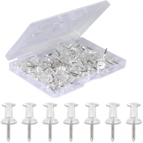120-Pack Push Pins for Bulletin Board, Thumb Tacks with Clear Plastic Tip and Steel Tip, Portable and Durable Wall Tacks Suitable for Cork Board, Office and Daily Life - size: 120 pack