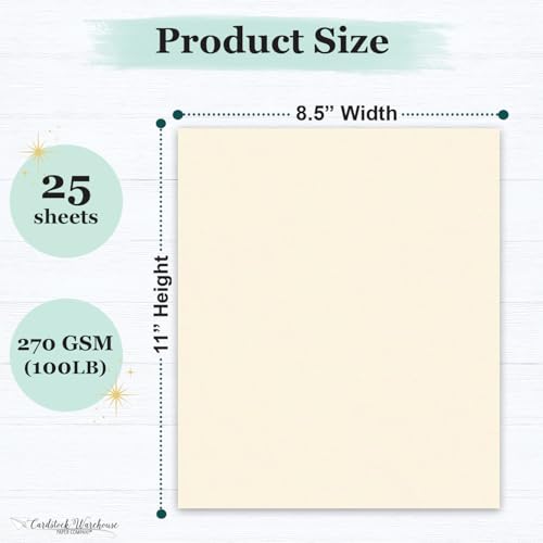 Cardstock Warehouse Colorplan Limestone (China White) Cardstock Paper – 25 Sheets, 8.5 x 11" – 100 lb. / 270 GSM Premium Matte Cover Cardstock for Invitations, Card Making & DIY Projects - color: China White