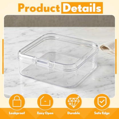 24 Packs Small Clear Plastic Beads Storage Containers Box with Hinged Lid for Storage of Small Items, Crafts, Jewelry, Hardware(2.12 x 2.12 x 0.79 Inches) - size: 2.12 x 2.12 x 0.79 Inches