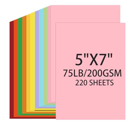 Cardstock 5x7, 220 Sheets, 10 Assorted Colors Construction Paper, 5x7 Cardstock Paper, 75lb/ 200gsm Heavyweight Blank Cards for Printer,DIY,Wedding Invitations, Thankyou Cards, Postcards - color: 10 Assorted Colors, size: 5x7IN-220 Sheets