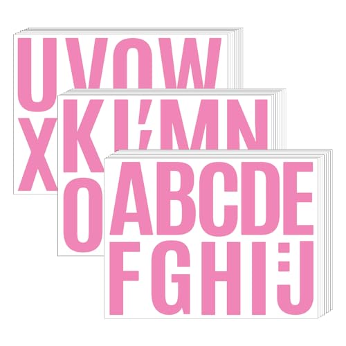 272 Pcs 24 Sheets Large Letter Stickers, 4 Inch Vinyl Bulletin Board Letters, Self-Adhesive for Poster Board, Classroom, Window, Door Decor (Pink) - color: Pink (4")