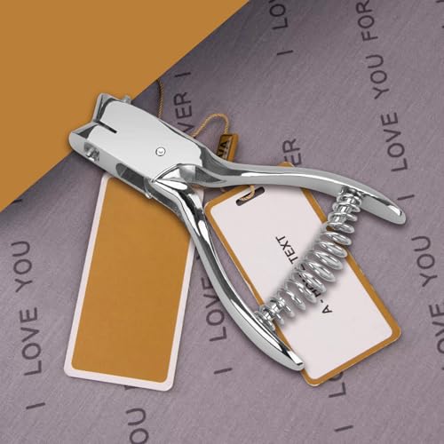 Heavy Duty Handheld Hole Punch for ID Cards, Plastic, PVC, Cardstock, Cardboard, Zinc Alloy Construction, Sharp Blade Edge, Spring Action (Oval-Slot) - style: Oval-Slot
