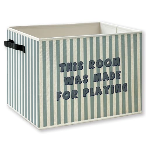 Kids Playroom Foldable Storage Bins Box with Handles, This Room Was Made for Playing Blue Striped Collapsible Foldable Basket Organizer for Kids Boy Nursery Toddler Bedroom Clothes Toys Books - color: kid-22