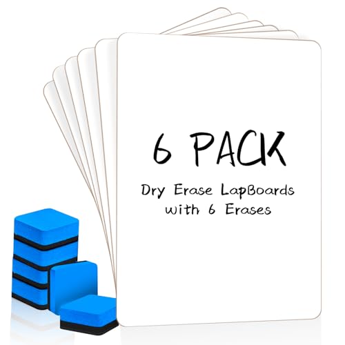 Dry Erase LapBoards, PANDRI 6 Pack Double Sided 12.5 x 9 Inch Whiteboards with 6 Erasers, Dry Erase Boards for Office Students Classroom Teacher Supplies - size: 6 PACK