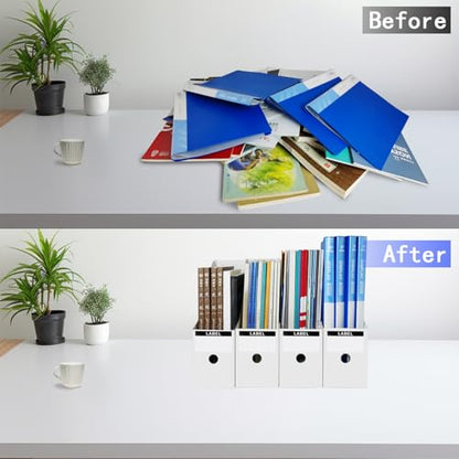 Limitliho 2 Pack White Magazine Holde, Vertical Book Bins for Classroom and Library Use, 10.6'' ×10.2'' ×3.5'' Inch Vertical File Folder Box - color: White, size: 2 Pack