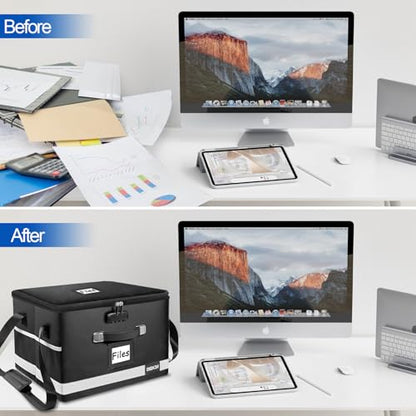 Upgraded Fireproof File Box with Stay-Open Straps, Fireproof Document Box with Lock, Portable File Organizer Filing Cabinet with Handles for Hanging Letter/Legal Folder, 15.5" x 12.3" x 10.5" - size: 15.5" x 12.3" x 10.5", style: Black 1 Pack-3300°F Box w