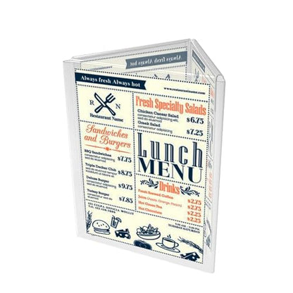 FixtureDisplays® 8.9 X 7.8 X 11.2" 3-Sided Acrylic Sign Holder Fits 8.5 x 11 Inch Signs Tabletop Promotion Sale Signage Holder 19118
