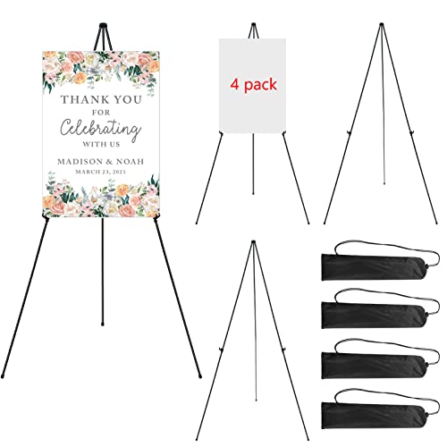 RRFTOK 63'' Instant Easel,Easel Stand for Display,Art, and Crafts,Foldable Portable Ground Easel for Wedding Banner and Poster Display Stand,Easel Display Metal Tripod with Portable Bag. - style: 63B 4pack